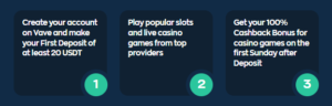 how to get vave casino cashback bonus