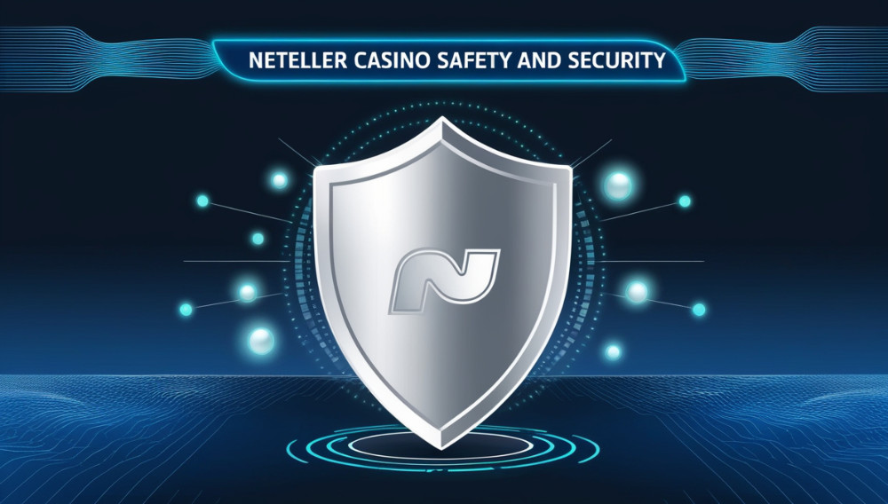 Neteller casino safety and security: a virtual safety symbol on a dark blue background