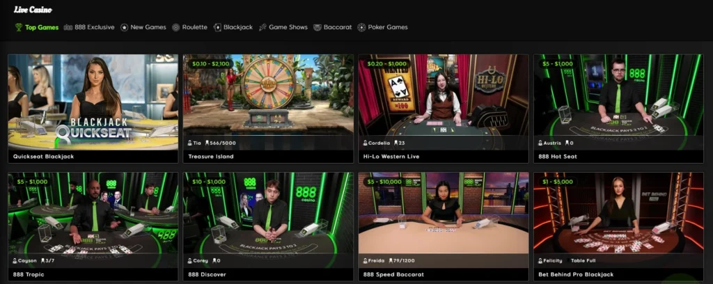888 Casino live games