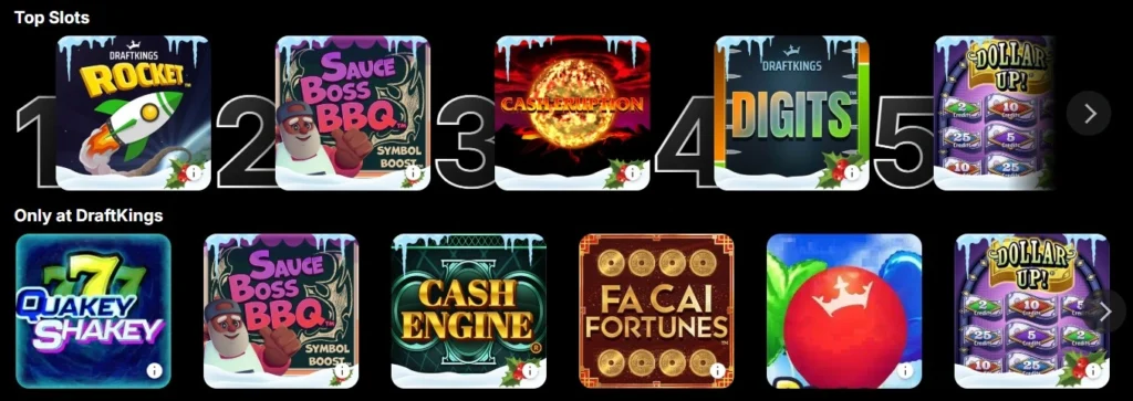 DraftKings popular slot games