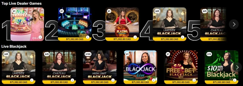 DraftKings casino live dealer games