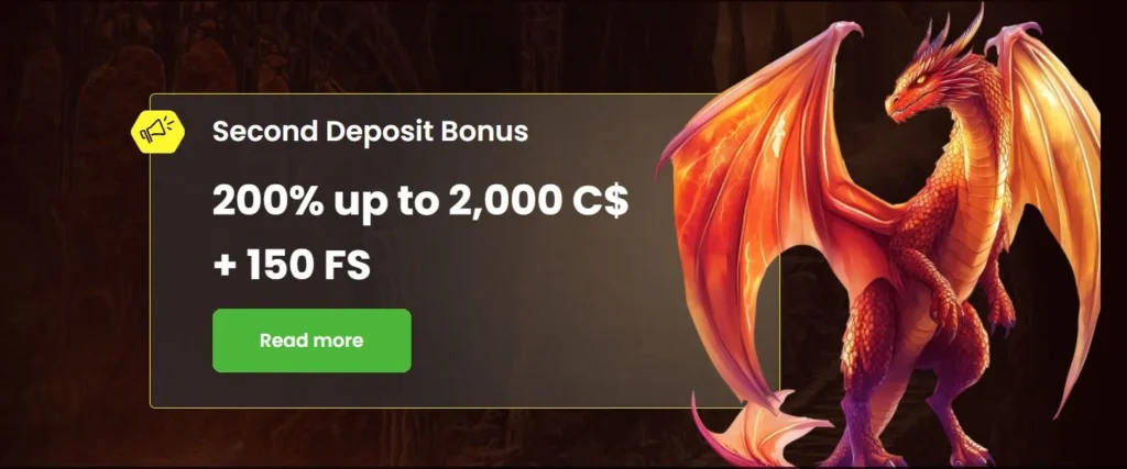 DragonSlots 2nd Deposit Bonus
