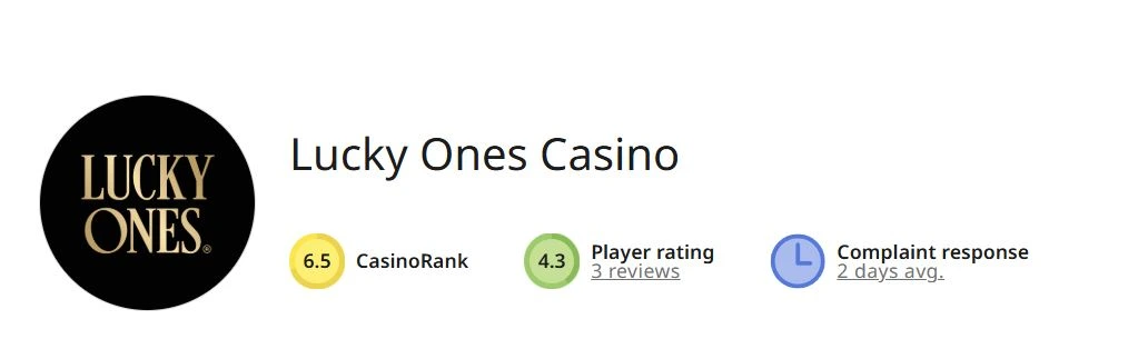 LuckyOnes Casino rating score of 6.5 out of 10 according to AskGamblers